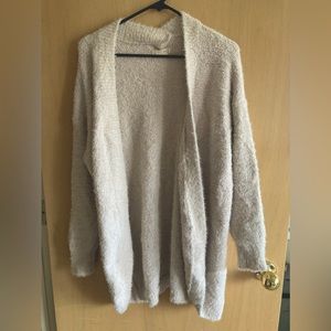 Fuzzy long cream white cardigan